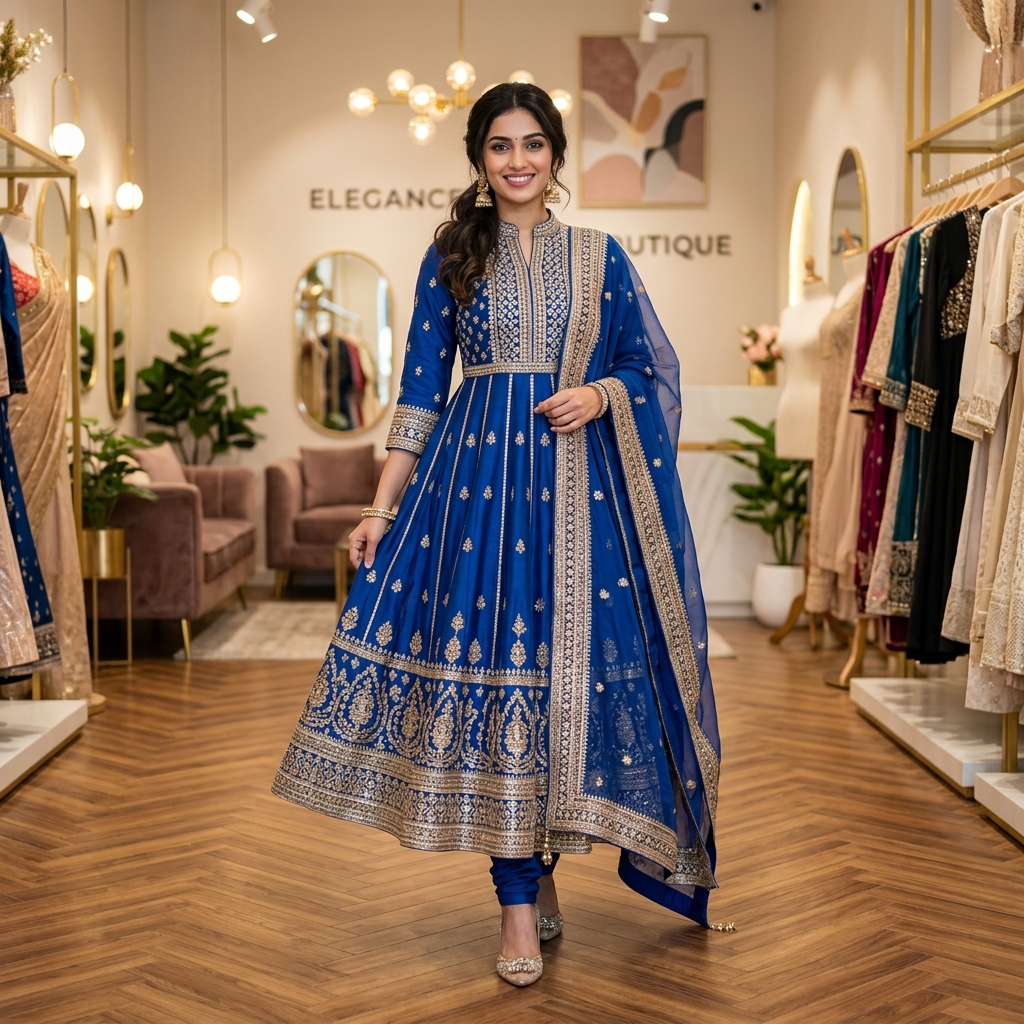 Stylish Blue Anarkali Kurti