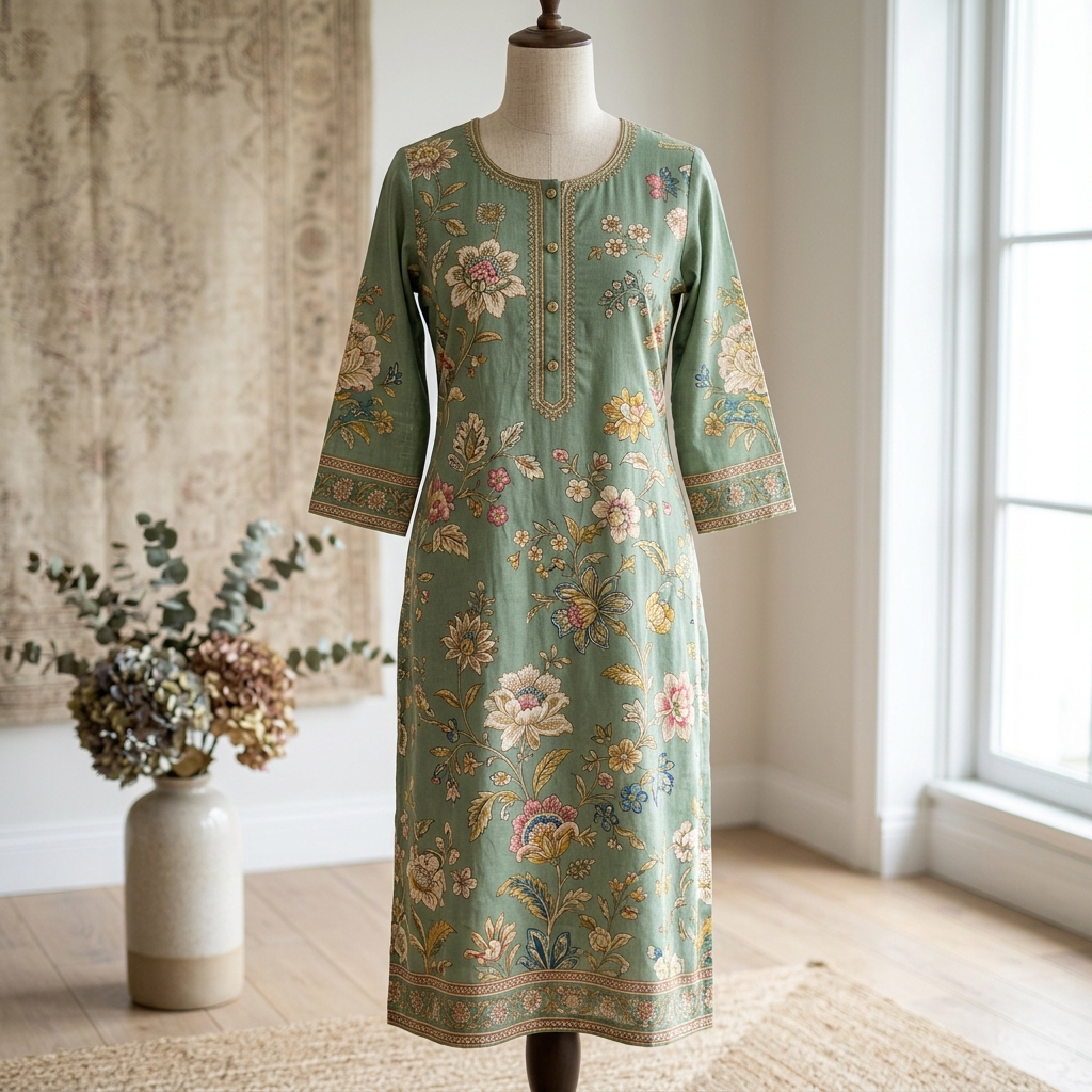 Elegant Green Floral Kurti